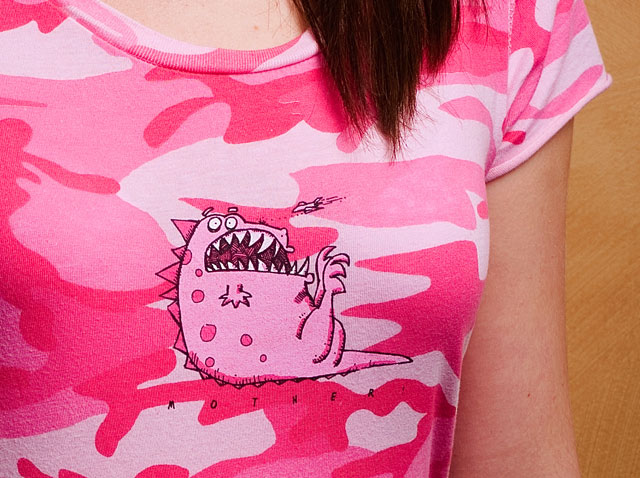 Mother! Godzilla Girl's Camo Tee, Pink