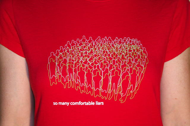 So Many Comfortable Liars Girl's Cap Sleeve Tee, Red